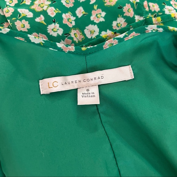 LC Lauren Conrad Green Floral Ruffle Dress - Picture 7 of 8